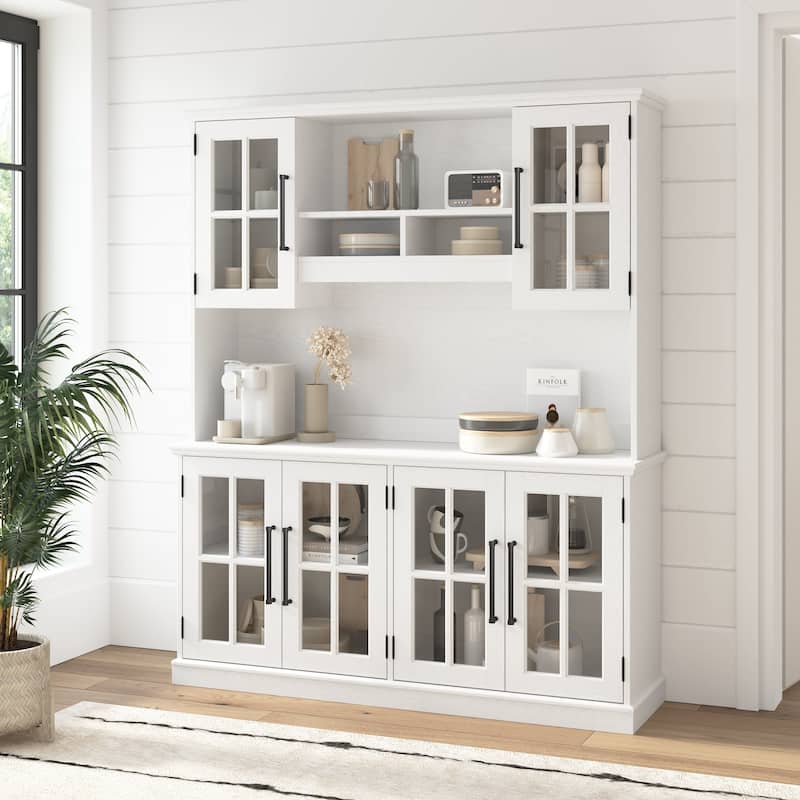 Westbrook 60W Sideboard Buffet Cabinet with Hutch by Bush Furniture - White Ash