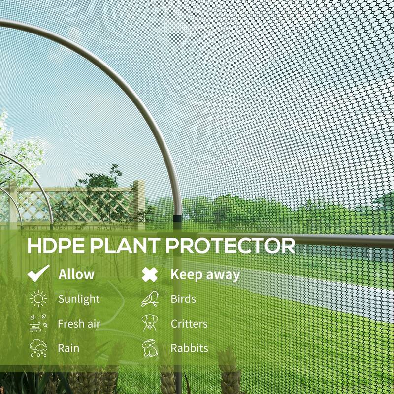 Outsunny 4' x 12' Crop Cage, Plant Protection Tent with Zippered Door and Galvanized Steel Frame, Fruit Cage Netting Cover