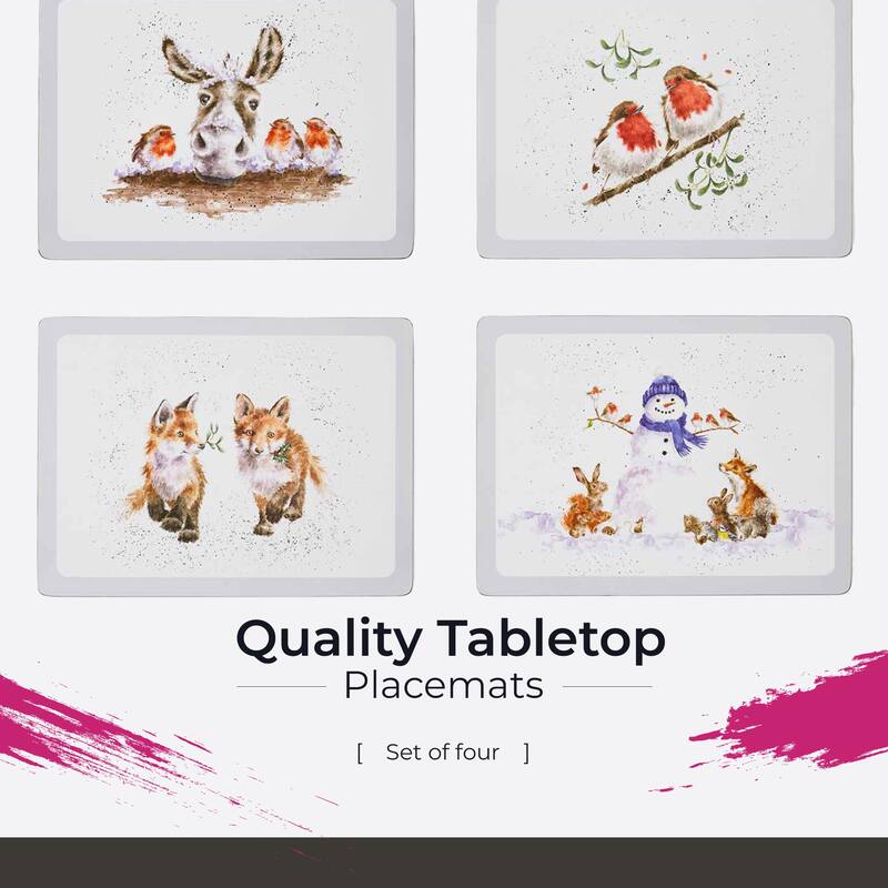 Pimpernel Wrendale Designs Set of 4 Christmas Placemats - 15.7" L x 11.7" W