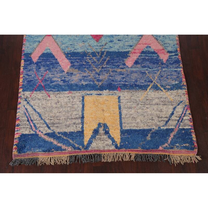 Tribal Moroccan Oriental Wool Area Rug Hand-knotted Home Decor Carpet - 5'11" x 9'6"