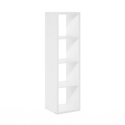 Furinno Cubicle Open Back Decorative Verticle Cube Storage Organizer, 4-Cube, White