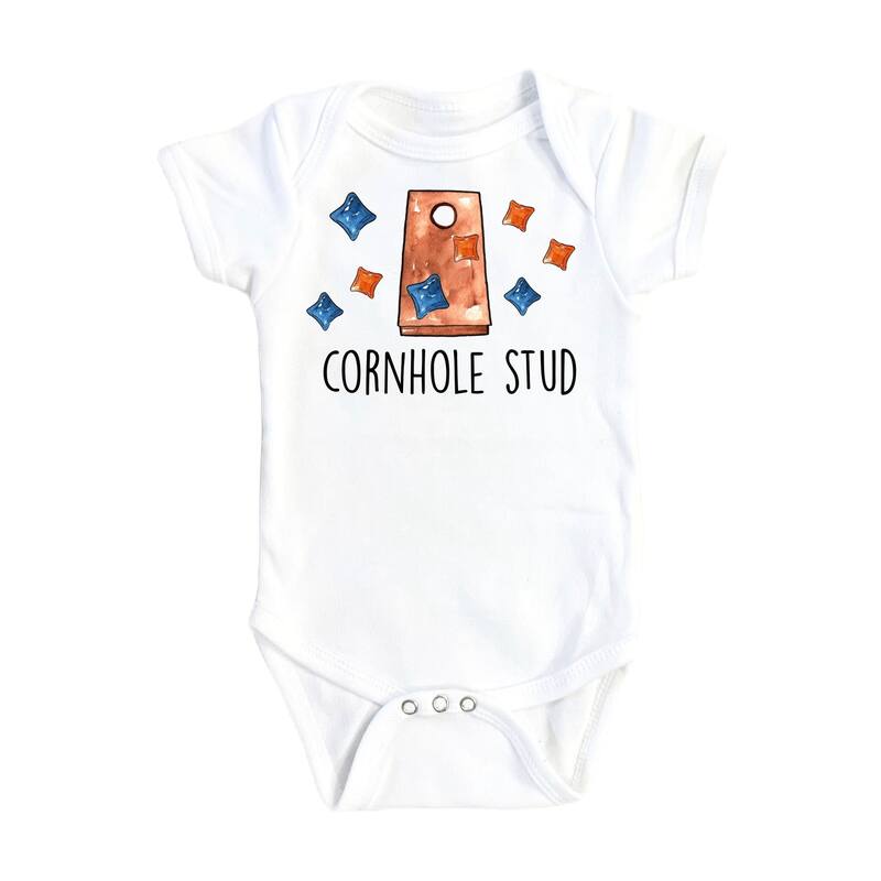 Cornhole Stud - Baby Boy Girl Clothes Infant Bodysuit Funny Cute Newborn - Blue - 0-3M