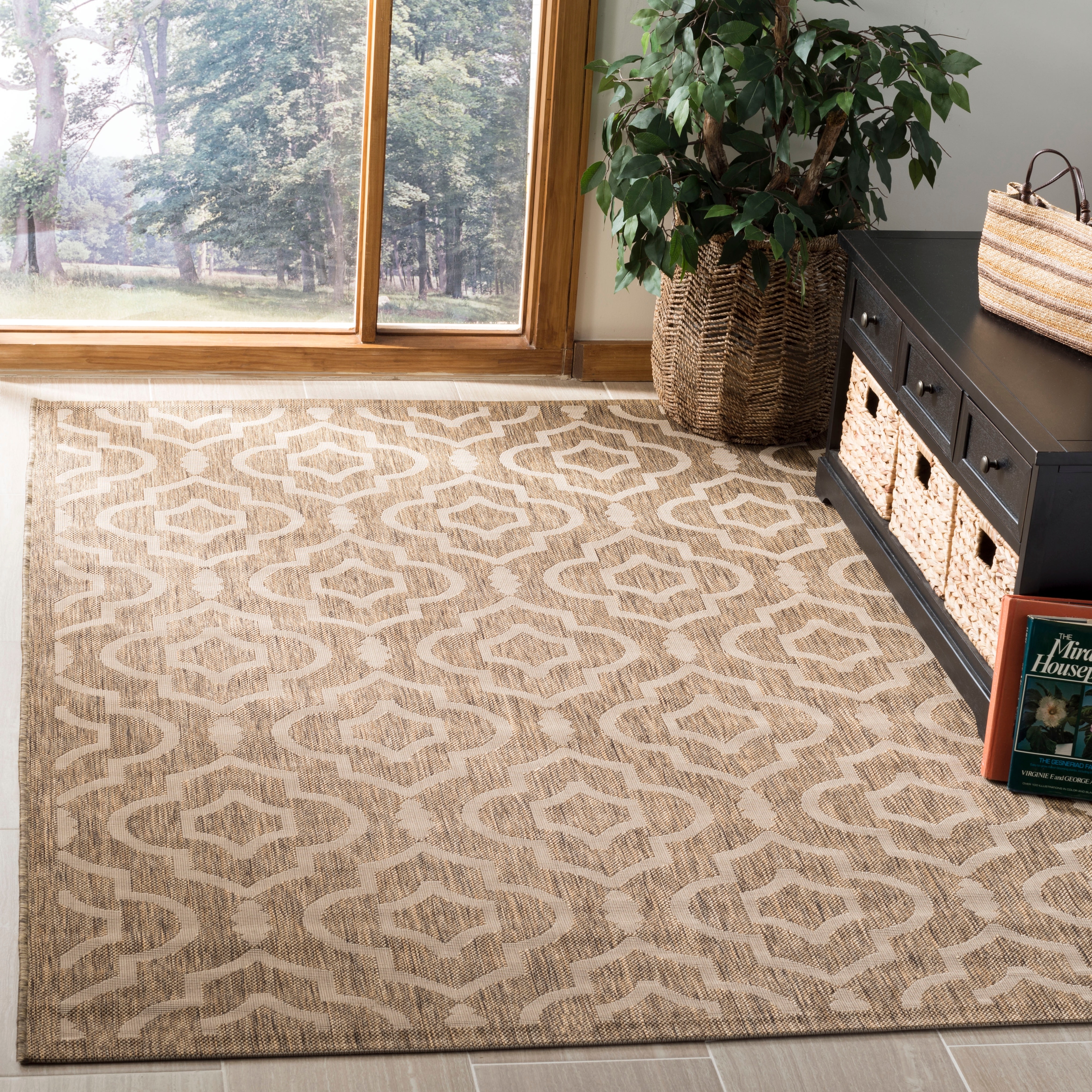 SAFAVIEH Courtyard Collection Accent Rug - 2'7 x 5', Natural & Brown,  Non-Shedding & Easy Care, Indoor/Outdoor & Washable-Ideal for Patio,  Backyard