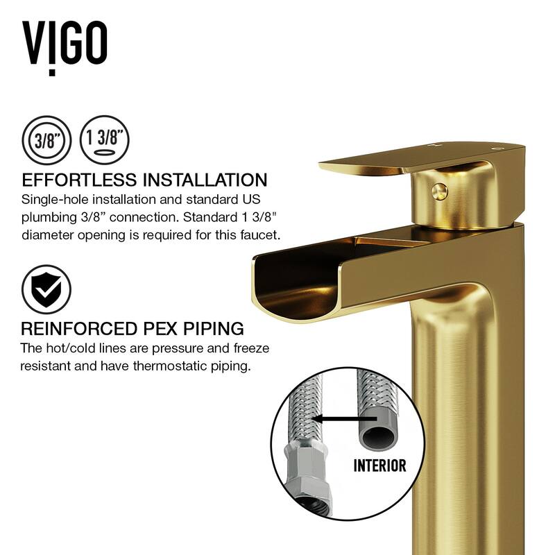 Vigo VGT2071 Sottile 18" Rectangular Glass Vessel Bathroom Sink with - Matte Brushed Gold