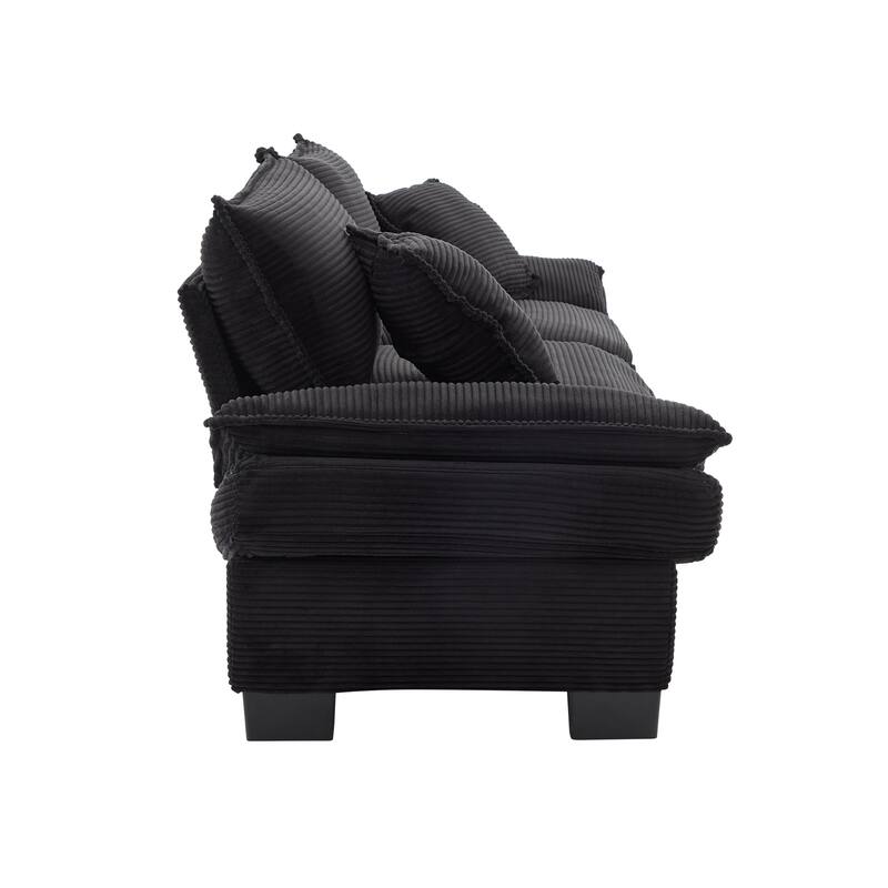 84 Inch Modern Style Sleeper Sofa, Corduroy Upholstered Sofa with Pillows,Deep Seat