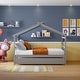 preview thumbnail 25 of 42, Full Size Wooden House Bed with Twin Size Trundle Grey