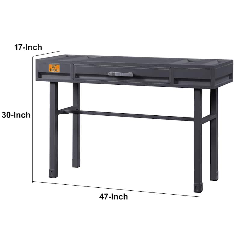 Industrial Style Metal and Wood 1 Drawer Vanity Desk, Gray