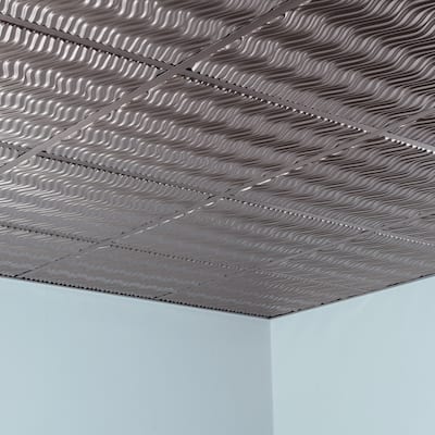 FASÄDE Current Decorative Vinyl 2ft x 2ft Lay in Ceiling Panel in Brushed Nickel (5 Pack)