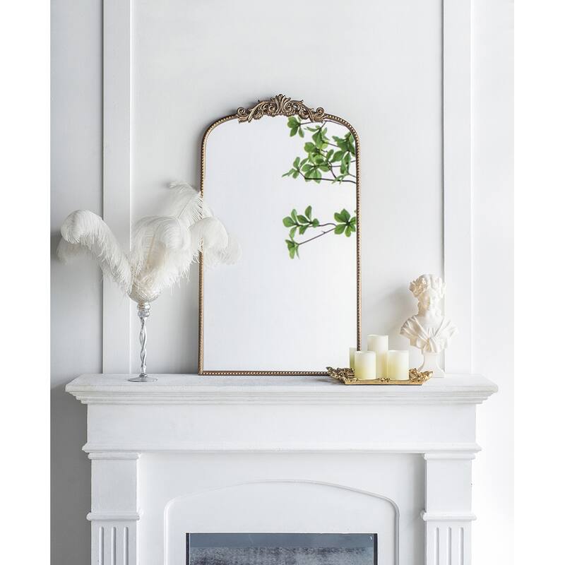 24" x 42" Gold Arch Mirror, Baroque Inspired Wall Decor for Bathroom Bedroom Living Room
