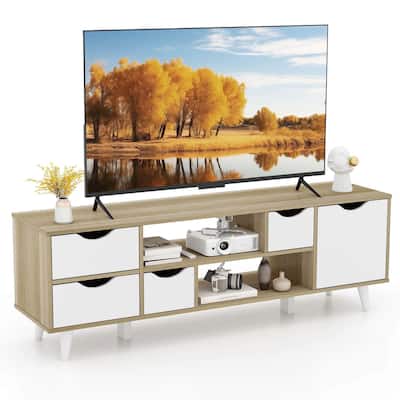 Costway TV Stand for TVs up to 55" with Storage 4 Drawers & 2 Open - See Details