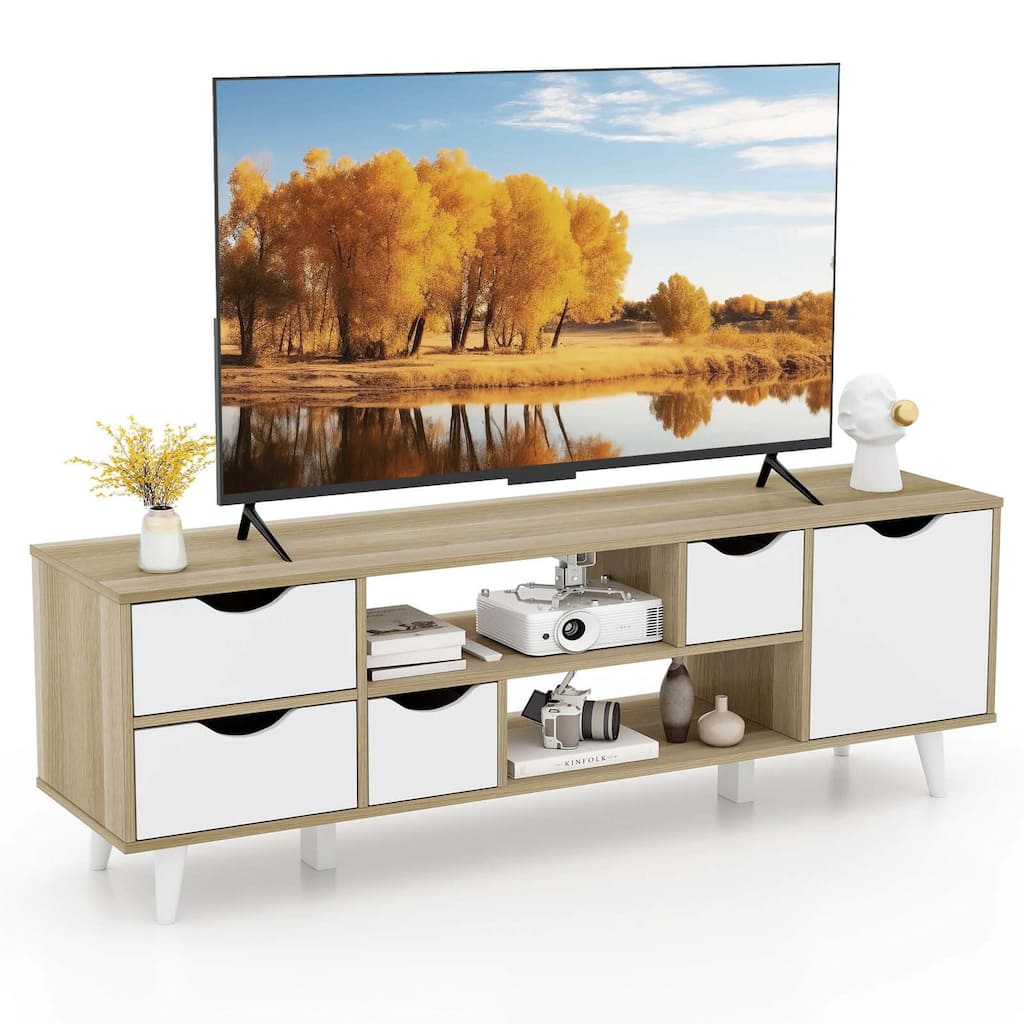 Costway TV Stand for TVs up to 55" with Storage 4 Drawers & 2 Open - See Details