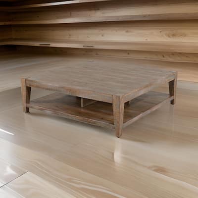 Lilly Coffee Table, 1 Shelf, Light Brown Mahogany, Square 48 Inch