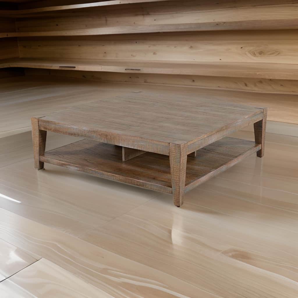 Lilly Coffee Table, 1 Shelf, Light Brown Mahogany, Square 48 Inch