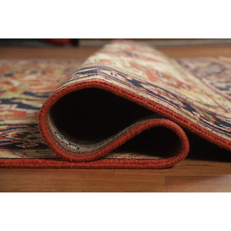 Orange Medallion Heriz Serapi Indian Area Rug Handmade Wool Carpet - 8'10" x 11'9"