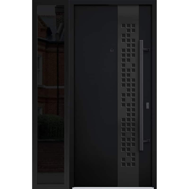 VDOMDOORS | Front Door Exterior Door | Fiberglass | Frame & Hardware Included | 18x80, Oak Entry Door Steel Entry Door - Black - 48" x 80"