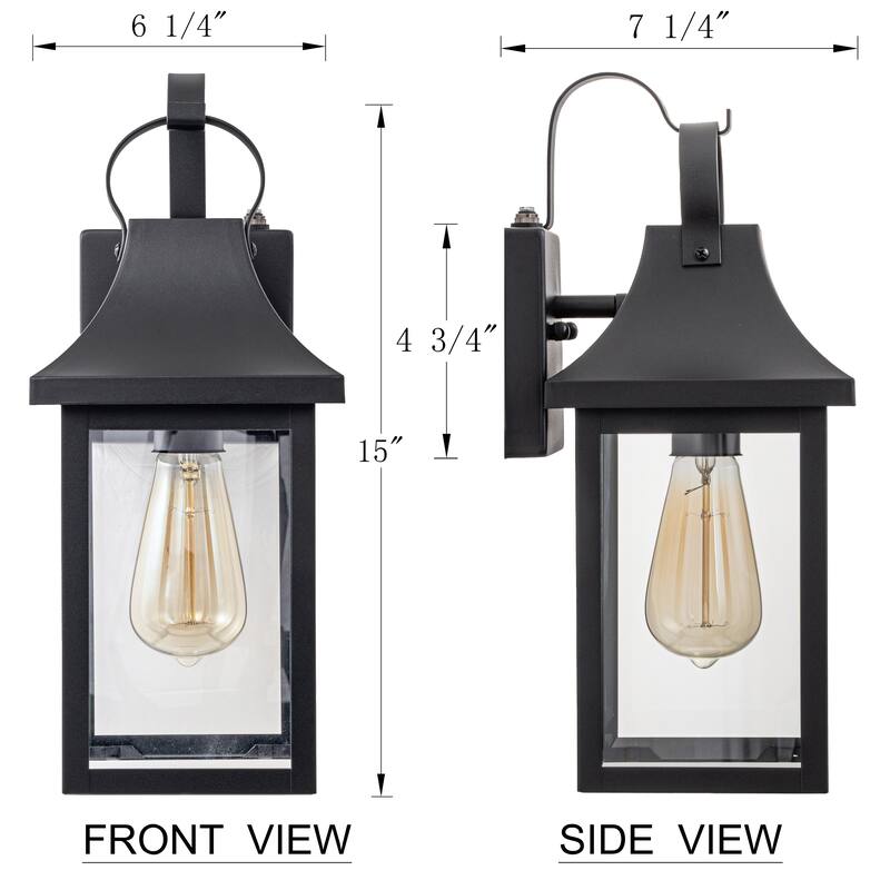 C Cattleya 1-Light Matte Black Dusk to Dawn Outdoor Wall Sconce Lantern