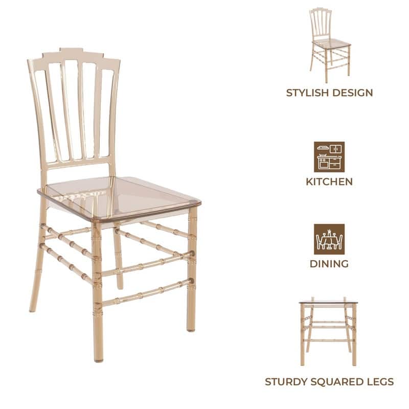Synth Modern Acrylic Accent Dining Chair with Open Windsor Spindle Back for Dining rooms, Kitchens, Patios, and Balconies