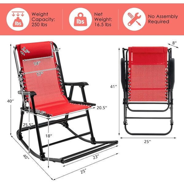 Folding Rocking Chair, Zero Gravity Rocking Camping Chair - Bed