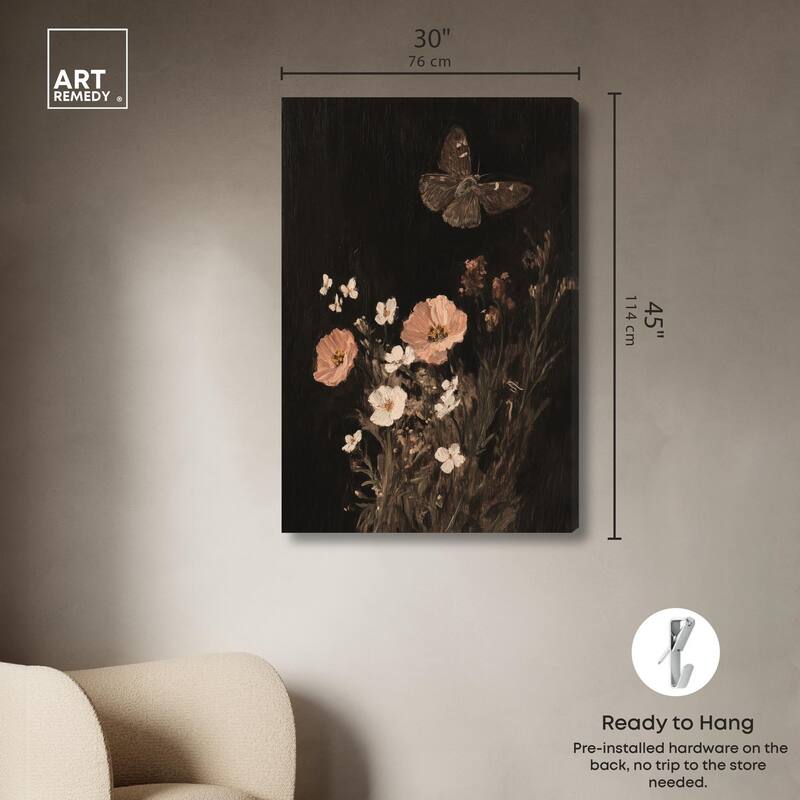 Poppy and Moth I Canvas by Art Remedy, Gallery Wrapped