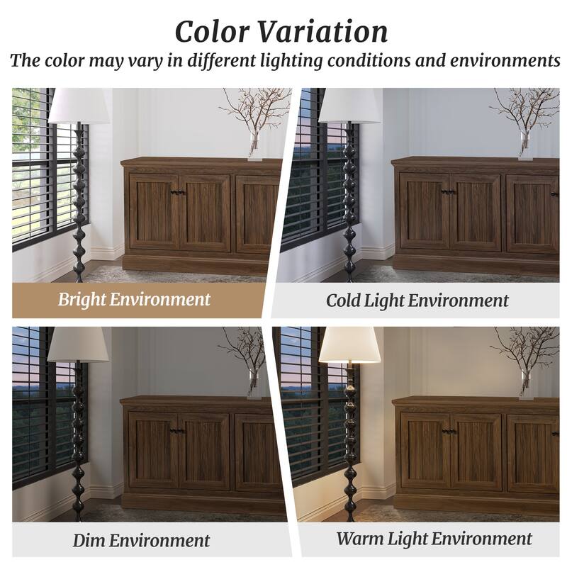 72 Inch Sideboard with Storage Cabinets, Minimalist TV Stand for Living Room, Entryway & Pantry, Dark Walnut