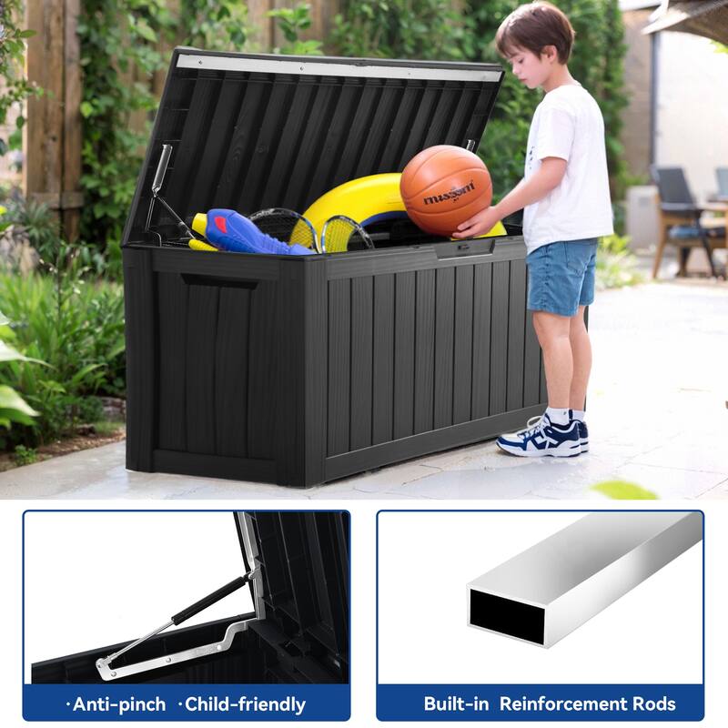 80 Gallon Resin Lockable Deck Box with Soft Close Hinges
