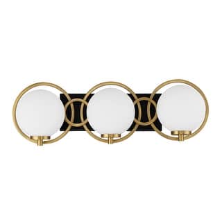 Alhambra 3-Light Bathroom Vanity Light in Matte Black with Warm Brass