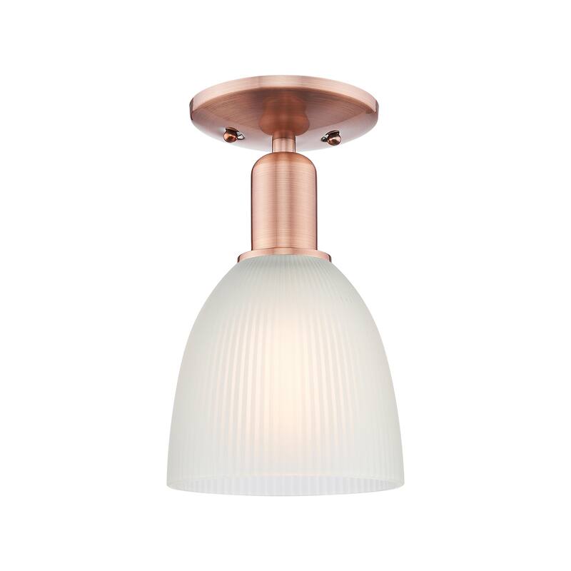 Innovations Lighting Endless Possibilities Arcadia - Castile - 1 Light 6" Semi-Flush Mount - Antique Copper/White