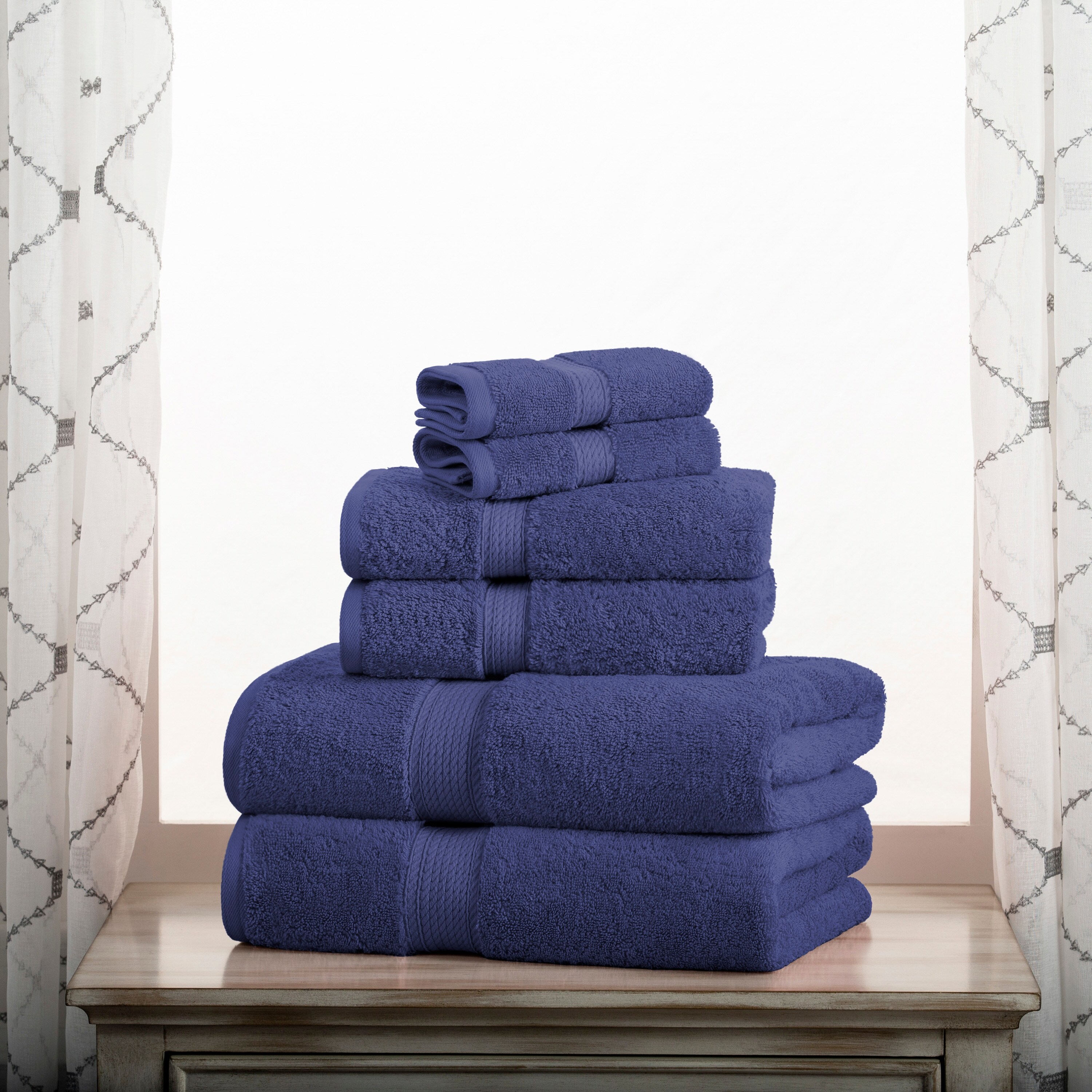 Superior Egyptian Cotton Solid 4-Piece Towel Set ,Blue