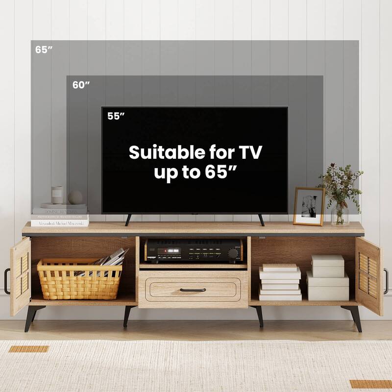 Costway Boho TV Stand for 65 Inch TVs Modern Entertainment Center with - See Details
