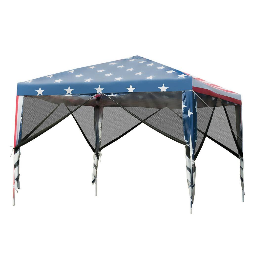 Gymax 10' x 10' Outdoor Pop-up Canopy Tent w/ Mesh Sidewalls Carrying