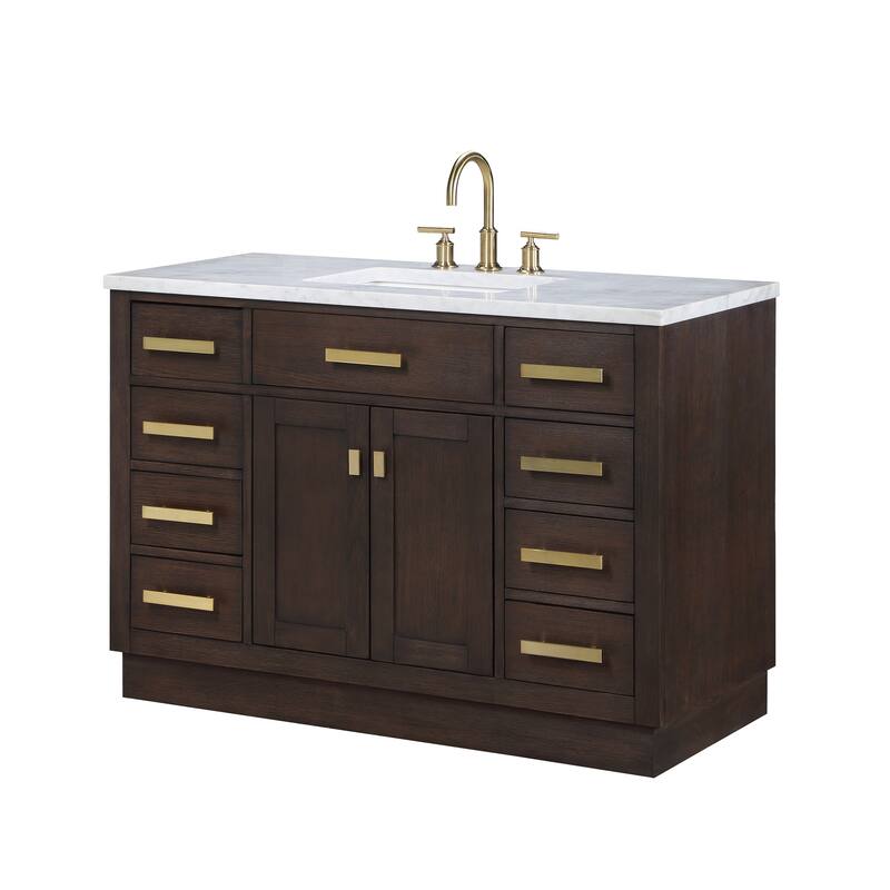 Chestnut 48" Single Bathroom Vanity Vanity with Mirror(s) and Faucet(s)