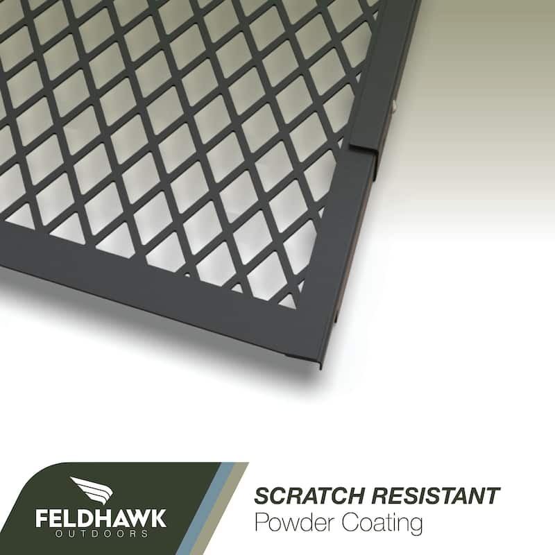 38" x 62" Window Well Cover Powder Coat Black Mesh Steel Well Cover D - Shaped Egress Covering Semi-universal fit.