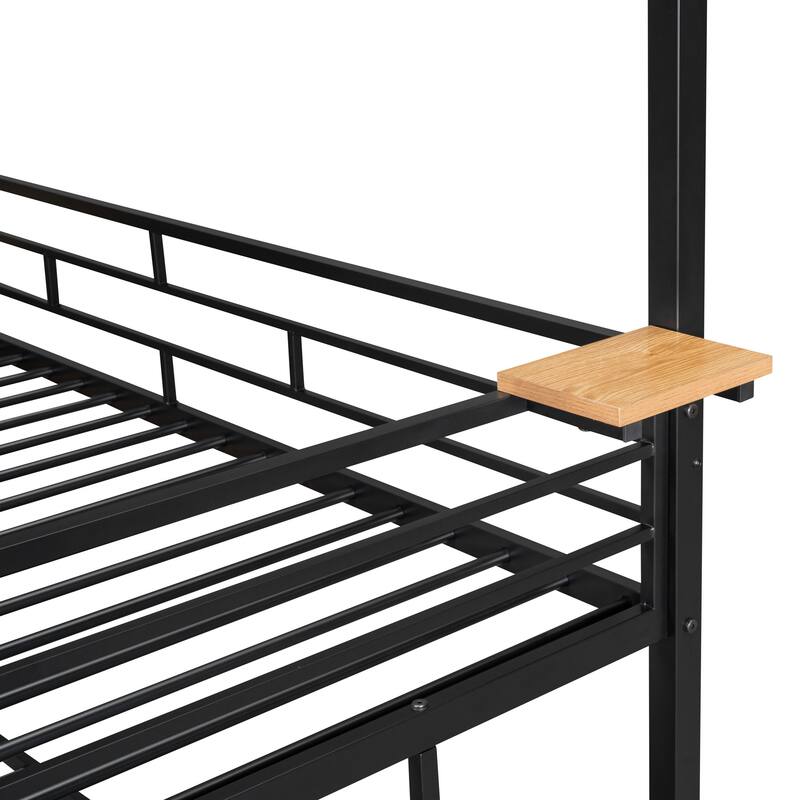 Playful Twin Over Twin Metal Bunk Bed with Slide, Storage Stairs, and House Design for Kids' Rooms