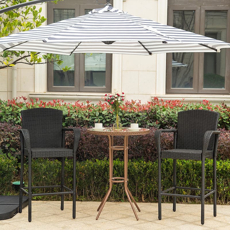 Gibford Outdoor Wicker Barstools (Set of 2)
