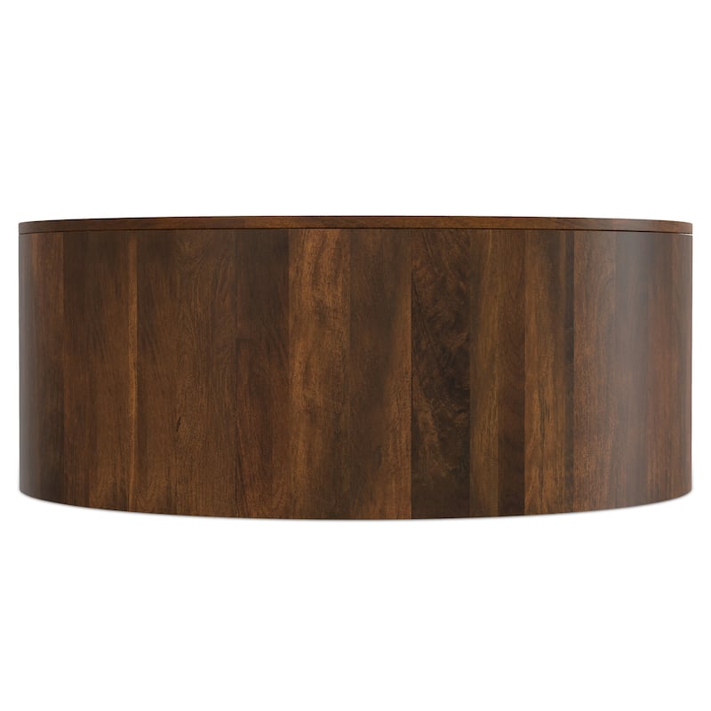 WYNDENHALL Hillmount SOLID MANGO WOOD 36 inch Wide Round Contemporary Drum Coffee Table & Fully Assembled - 36"d x 36" w x 14"h