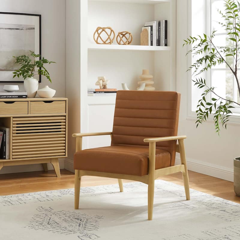 Jensen Vegan Leather Accent Chair in French Oak Tan - Natural Tan