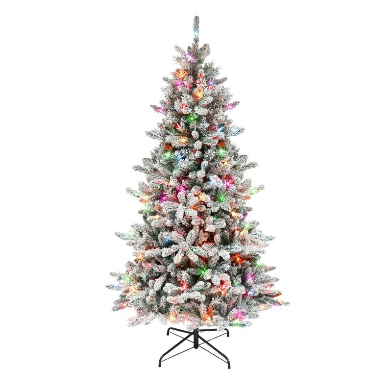 Puleo International 6.5 ft. Pre-lit Flocked ‎Bennington Fir Tree