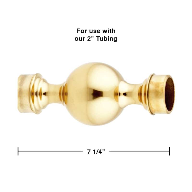 Lacquered Brass Ball Joint Connector - Fits 2" Tubing - Durable Fitting by Renovators Supply