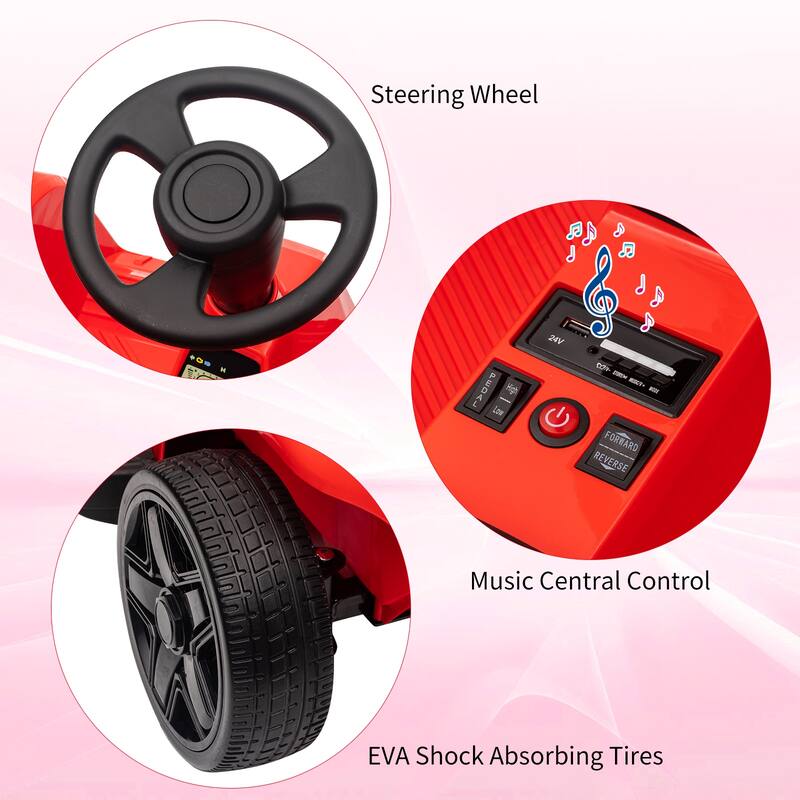 24V 2 Seater Electric Ride-On Toy, Dual Driver Modes for Kids Best Gift