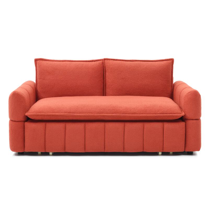 Convertible Loveseat Sleeper Sofa Couch with Metal Frame, 2-Seater Sofa Couch Pull-Out Sofa Bed with Armrests