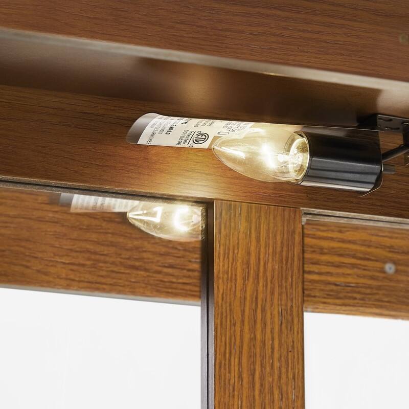 Curio Cabinet Lighted Diapaly Cabinet Wooden Shelving Unit with Adjustable Shelves and Mirrored Back Panel, Tempered Glass Doors