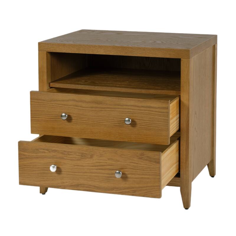 Dana 28 in. W Rectangular Wood 2 Drawer Nightstand with Top Shelf