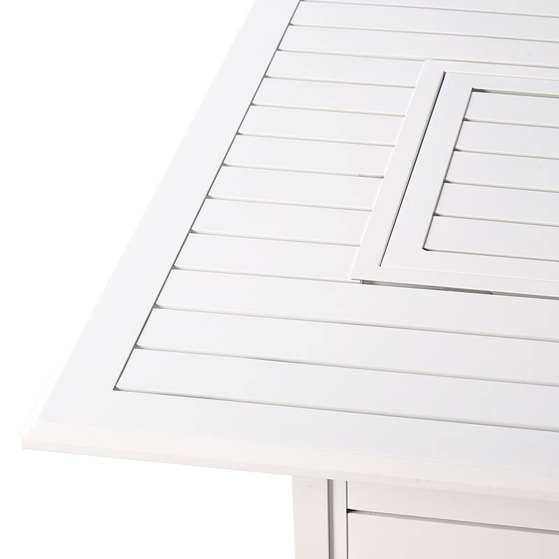 Rectangular 48 in. x 36 in. Aluminum Propane Fire Pit Table, Glass Beads, Two Covers, Lid, 57,000 BTUs - N/A