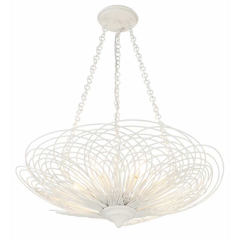 Doral 6 Light Matte White Chandelier - 24"W x 10"H x 24"D