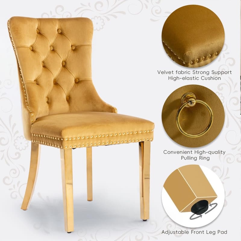 Tufted Naliheads Solid Wood Upholstered Dining Chairs (Set of 8)