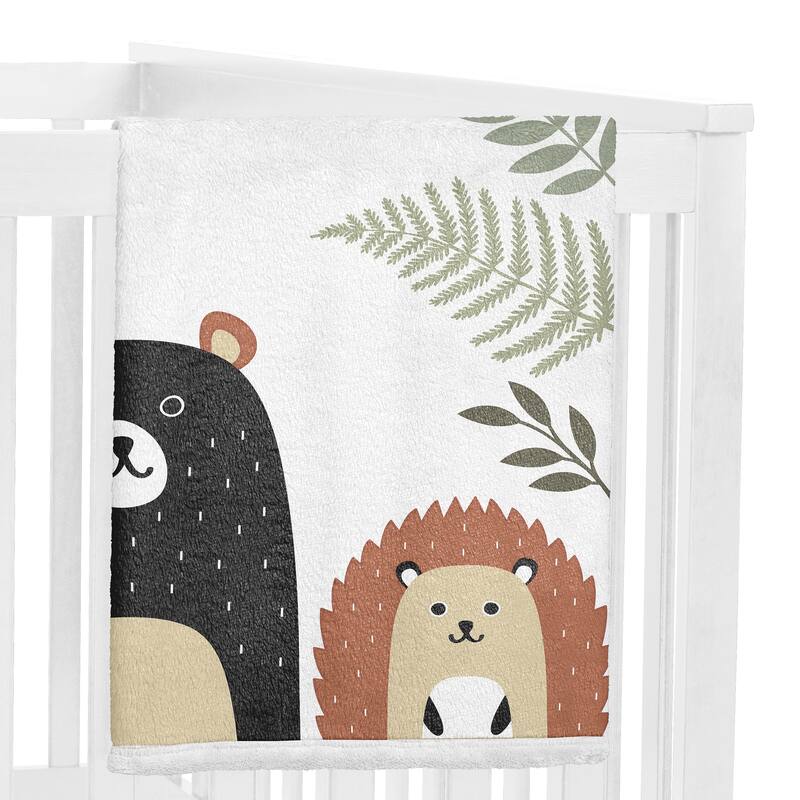 Woodland Animals Boy Girl Baby Monthly Milestone Blanket - Gender Neutral Beige Green Black and Grey Forest Pals Bear Racoon