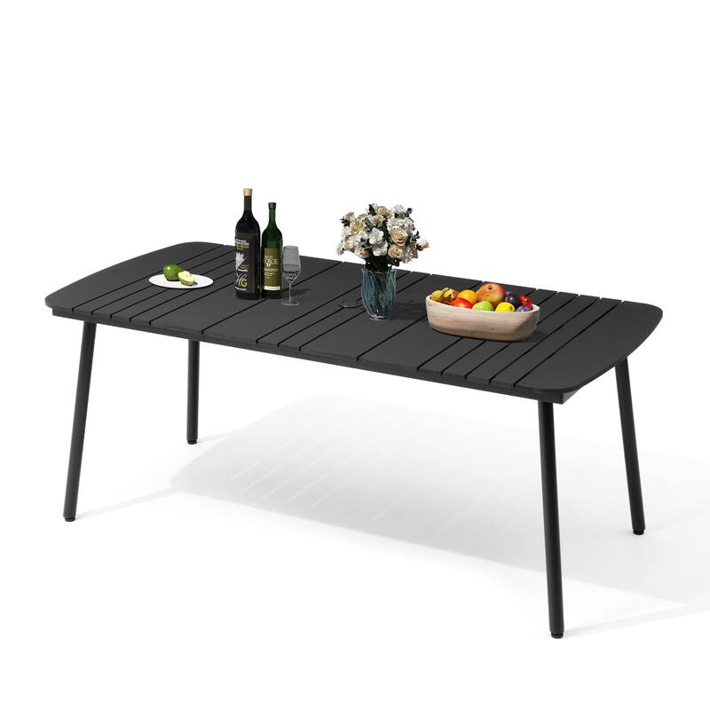 Pellebant Patio Dining Table Rectangular Aluminum Outdoor Table