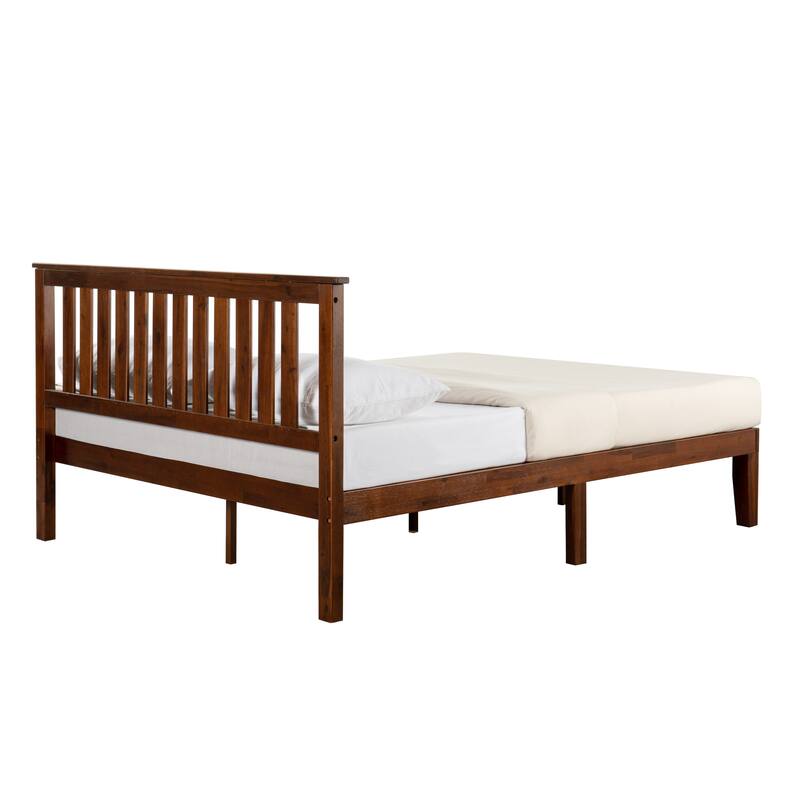 Solid Wood Platform Bed with Paneled Headboard Multiple Colors