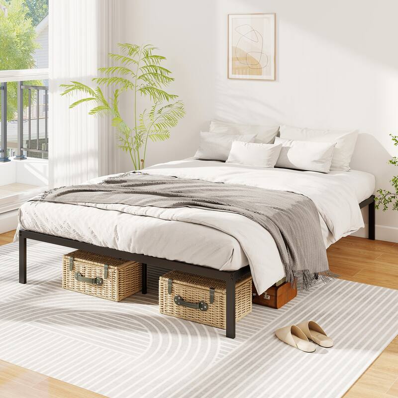 Gymax Full Size Metal Bed Frame Heavy Duty Support Slats Mattress