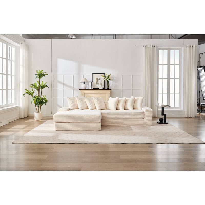 Convertible Corduroy Sofa Bed, Foldable Floor Couch, Space-Saving Sleeper Mattress Sofa, Multi-Functional Folding Bed